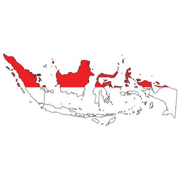 Country outline with the flag of Indonesia in it