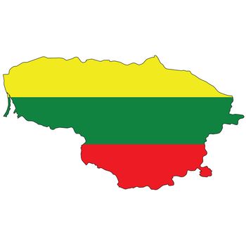 Country outline with the flag of Lithuania in it