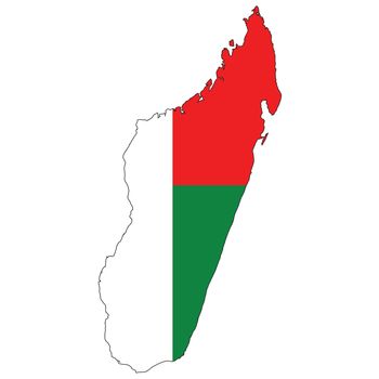 Country outline with the flag of Madagascar in it