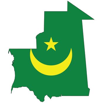 Country outline with the flag of Mauritania in it
