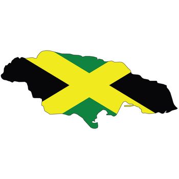 Country outline with the flag of Jamaica in it