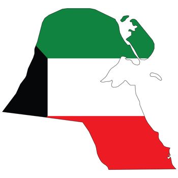 Country outline with the flag of Kuwait in it