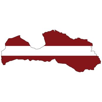 Country outline with the flag of Latvia in it