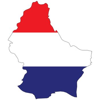 Country outline with the flag of Luxembourg in it