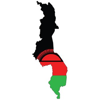 Country outline with the flag of Malawi in it