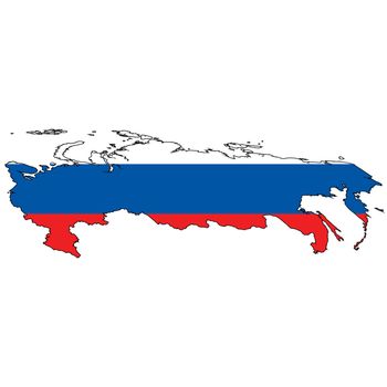 Country outline with the flag of Russia in it