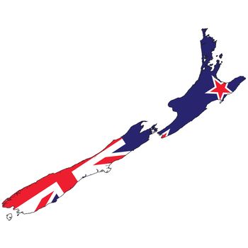 Country outline with the flag of New Zealand in it