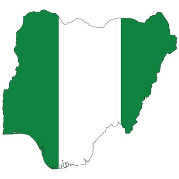 Country outline with the flag of Nigeria in it