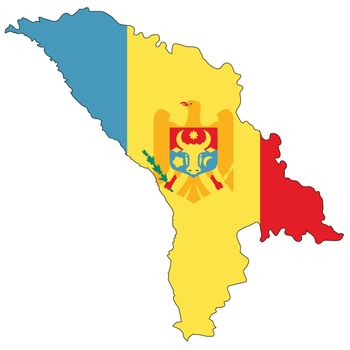 Country outline with the flag of Moldova in it