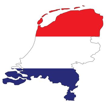 Country outline with the flag of Netherlands in it