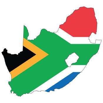 Country outline with the flag of South Africa in it