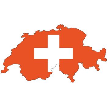 Country outline with the flag of Switzerland in it