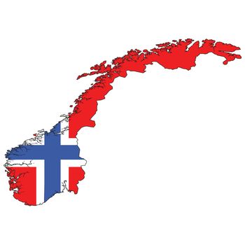 Country outline with the flag of Norway in it