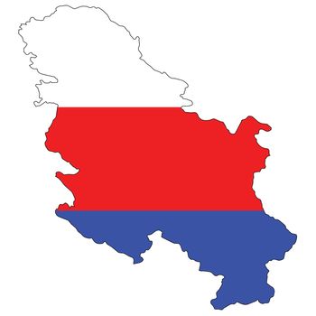 Country outline with the flag of Serbia in it