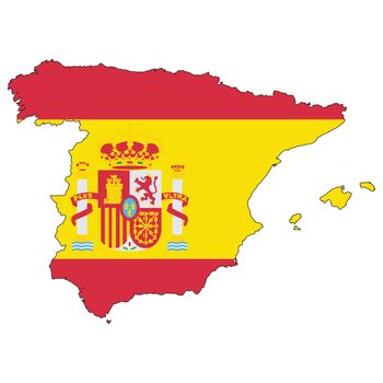 Country outline with the flag of Spain in it