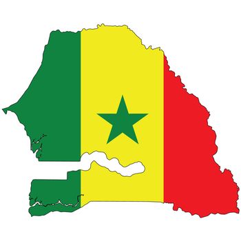 Country outline with the flag of Senegal in it