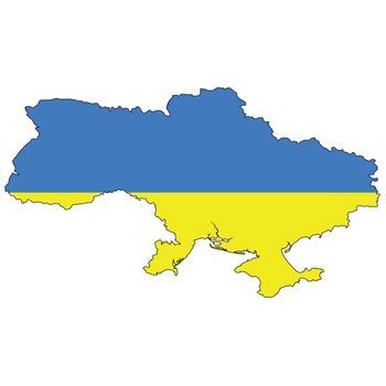 Country outline with the flag of Ukraine in it