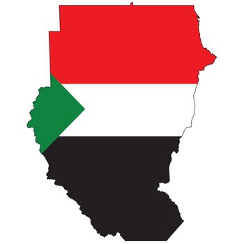 Country outline with the flag of Sudan in it