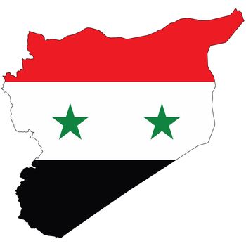 Country outline with the flag of Syria in it