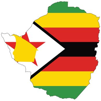 Country outline with the flag of Zimbabwe in it