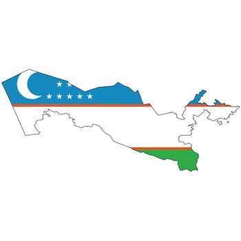 Country outline with the flag of Uzbekistan in it