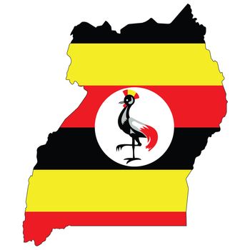 Country outline with the flag of Uganda in it