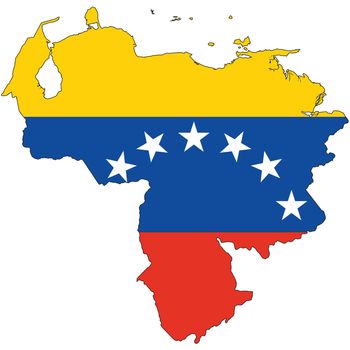 Country outline with the flag of Venezuela in it