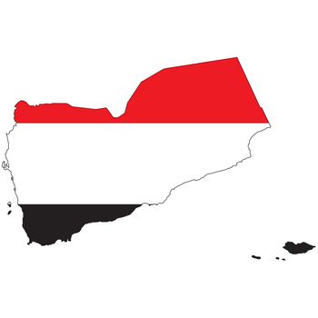 Country outline with the flag of Yemen in it