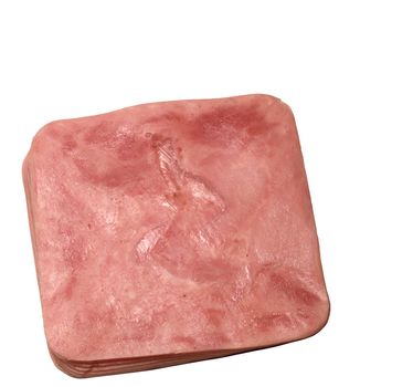 Slices of ham isolated on a white background