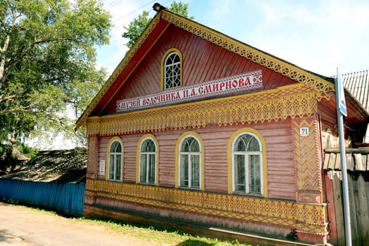 Traditional russian rural wood house. Now in this houseis located the museum of vodka  Smirnoff. Taken on July 2012 in Myshkin village,Russia