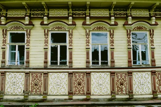 Traditional russian rural house  window platband. Taken on July 2012 Russia