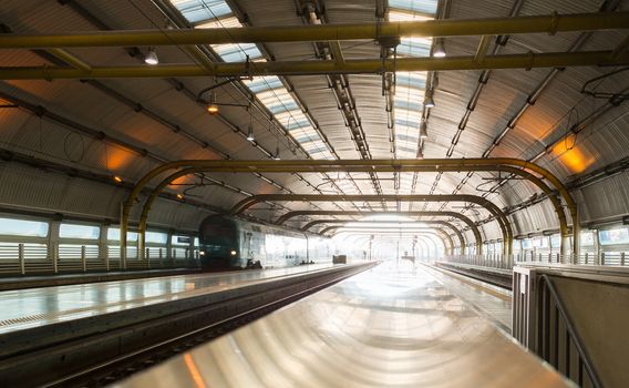 Railway station at Rome Fiumicino Airport station Leonardo da Vinci Express goes into city center
