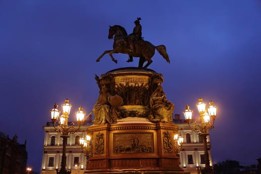 Image of sculpture Russian emperor on horse in Petersburg