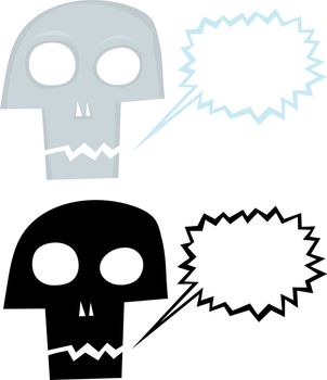 Cute cartoon of talking skull with word balloon