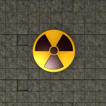 nuclear symbol on stone tiles background - 3d illustration