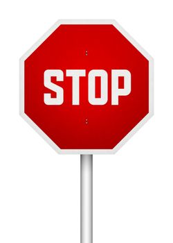 Stop sign illustration. Isolated on white.