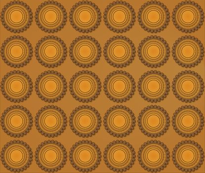 orange brown mandala resembling biscuits regularly spaced evenly