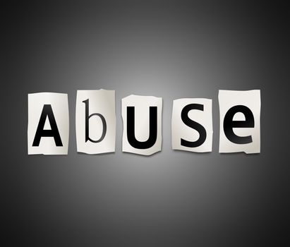 Illustration depicting cutout printed letters arranged to form the word abuse.