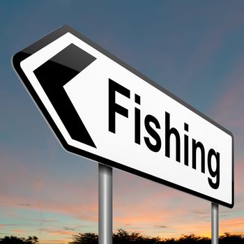 Illustration depicting a sign with a fishing concept.