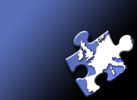 Jigsaw piece with white European outline on graduated blue background