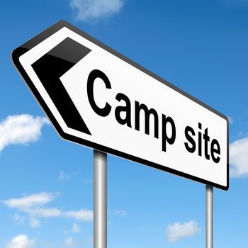 Illustration depicting a sign with a camping concept.