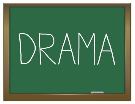 Illustration depicting a green chalkboard with a drama concept.