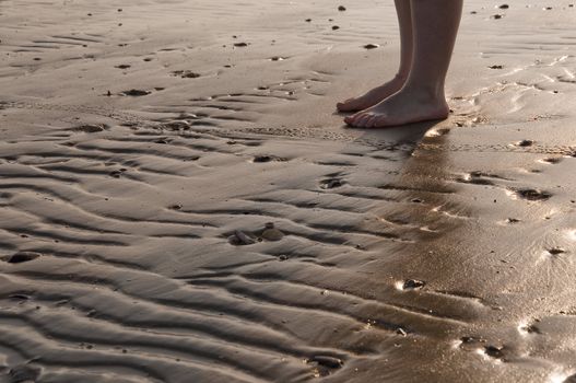 the feet on the beach