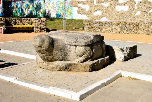 Stone turtle in rest park