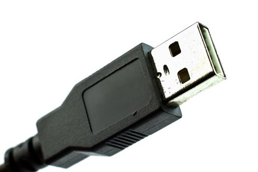 Close up of a USB connection isolated on white.