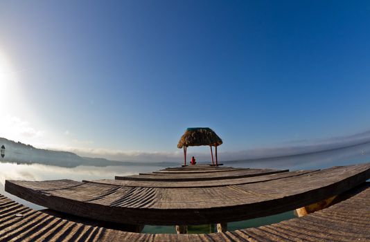 Early morning on Guatemala's lake Peten.