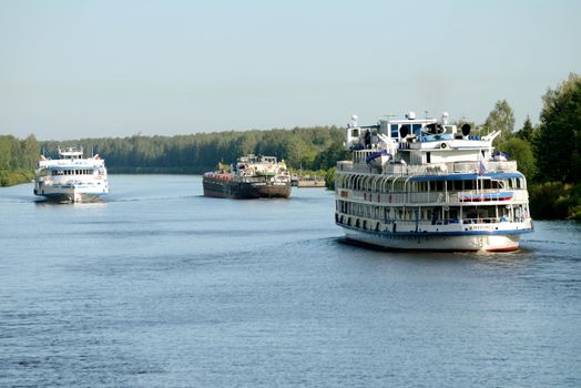 Cruise ship on the Moscow canal. Taken on July 2012 Russia