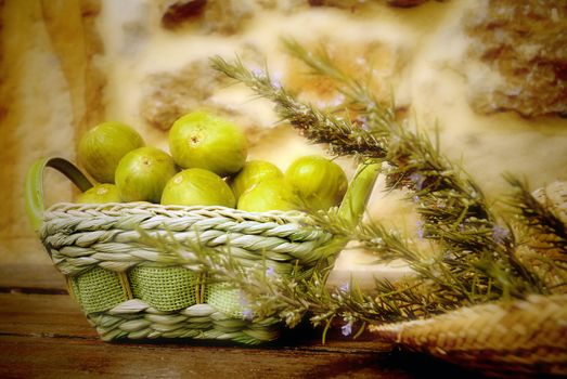 fig crop in a basket, vintage style