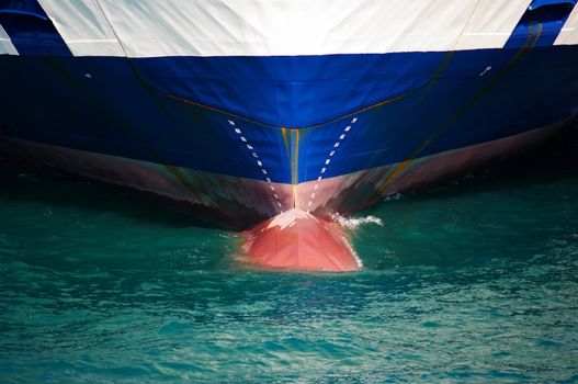 Ferry boat bow with bulb