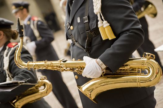 Musician of a military orchestra of Sweden Royal Guard. Taken on July 2011 Stockholm, Sweden.